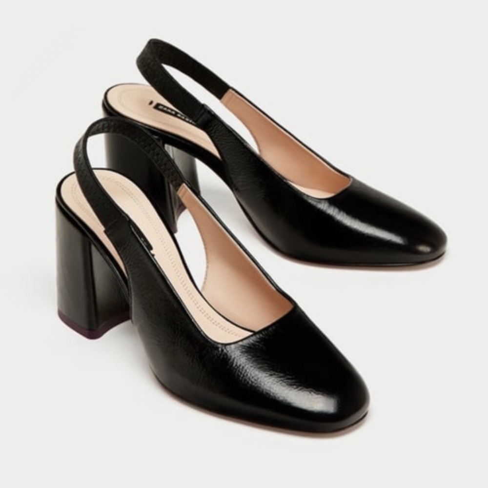 Zara Black Slingback Heels